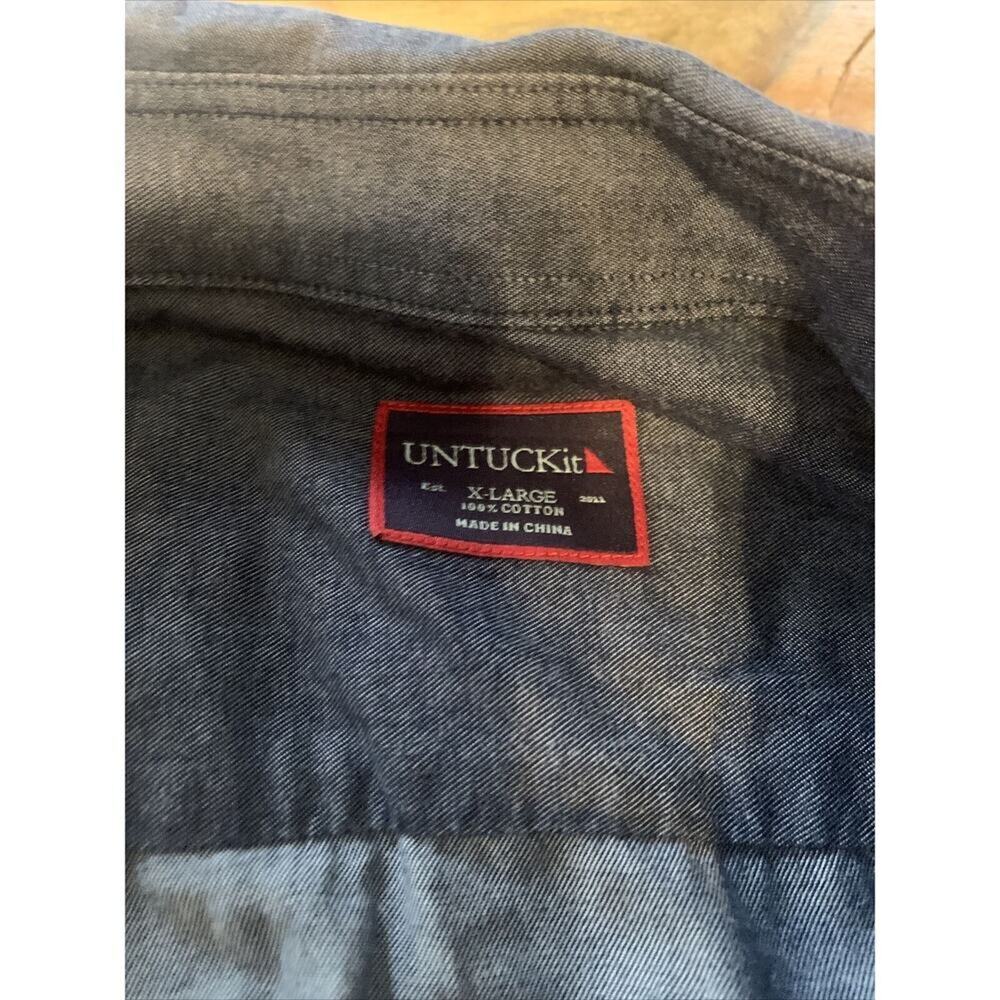 UNTUCKit Blue 100% Cotton Long‎ Sleeve Button-Up Casual Shirt Mens XL